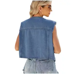 TIOZONEY - Chaqueta vaquera sin mangas Mujer