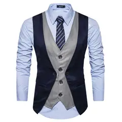 TIOZONEY - Traje Chaleco para Hombre-Gris