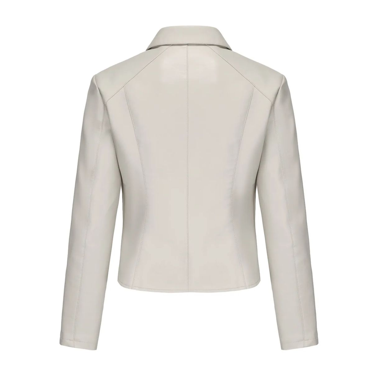 TIOZONEY - Chaqueta de PU con tachuelas para mujer-Blanco