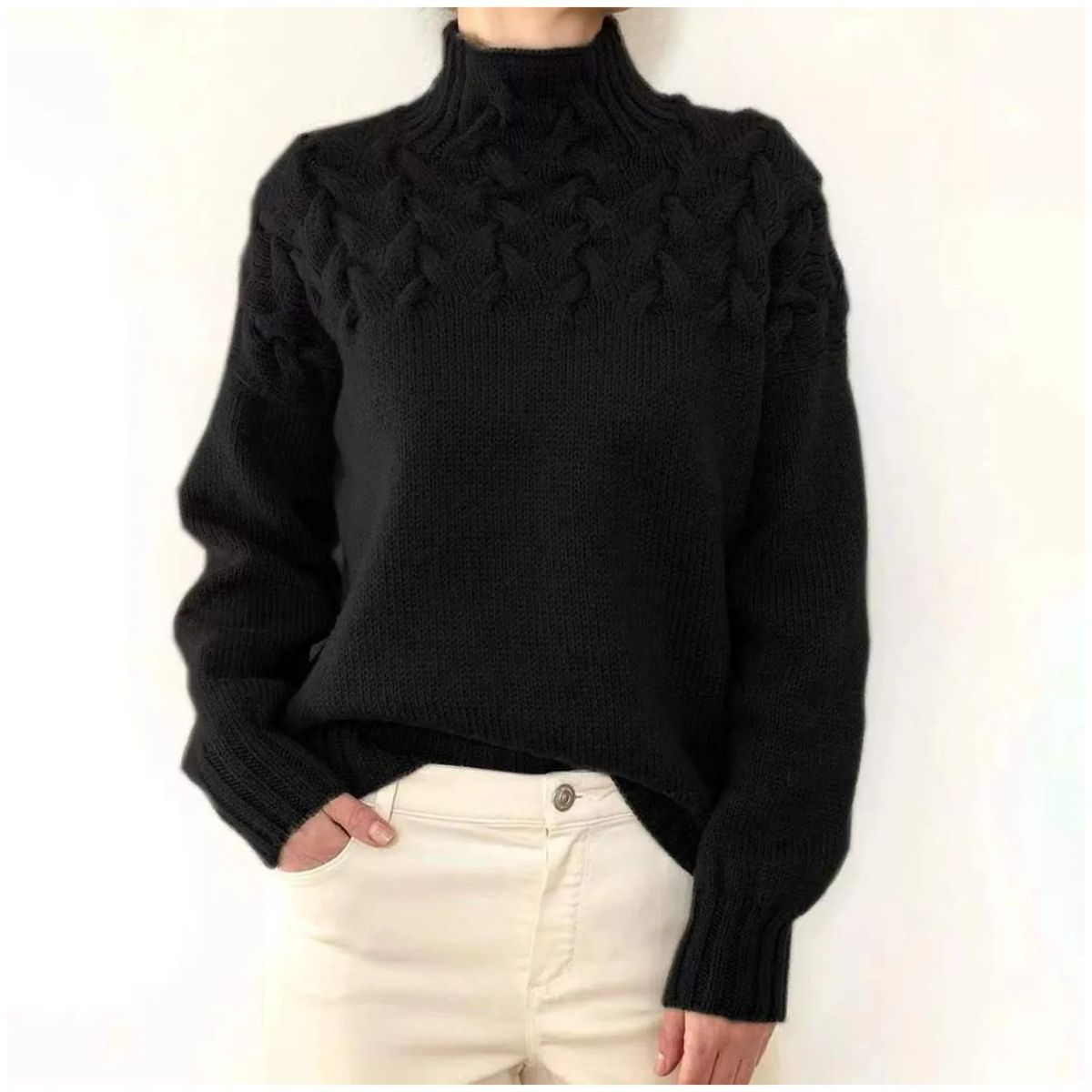 TIOZONEY - Sweater Cuello de Cuello Alto Mujer