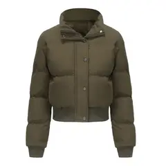 TIOZONEY - Chaqueta de cuello alto para mujer - Verde