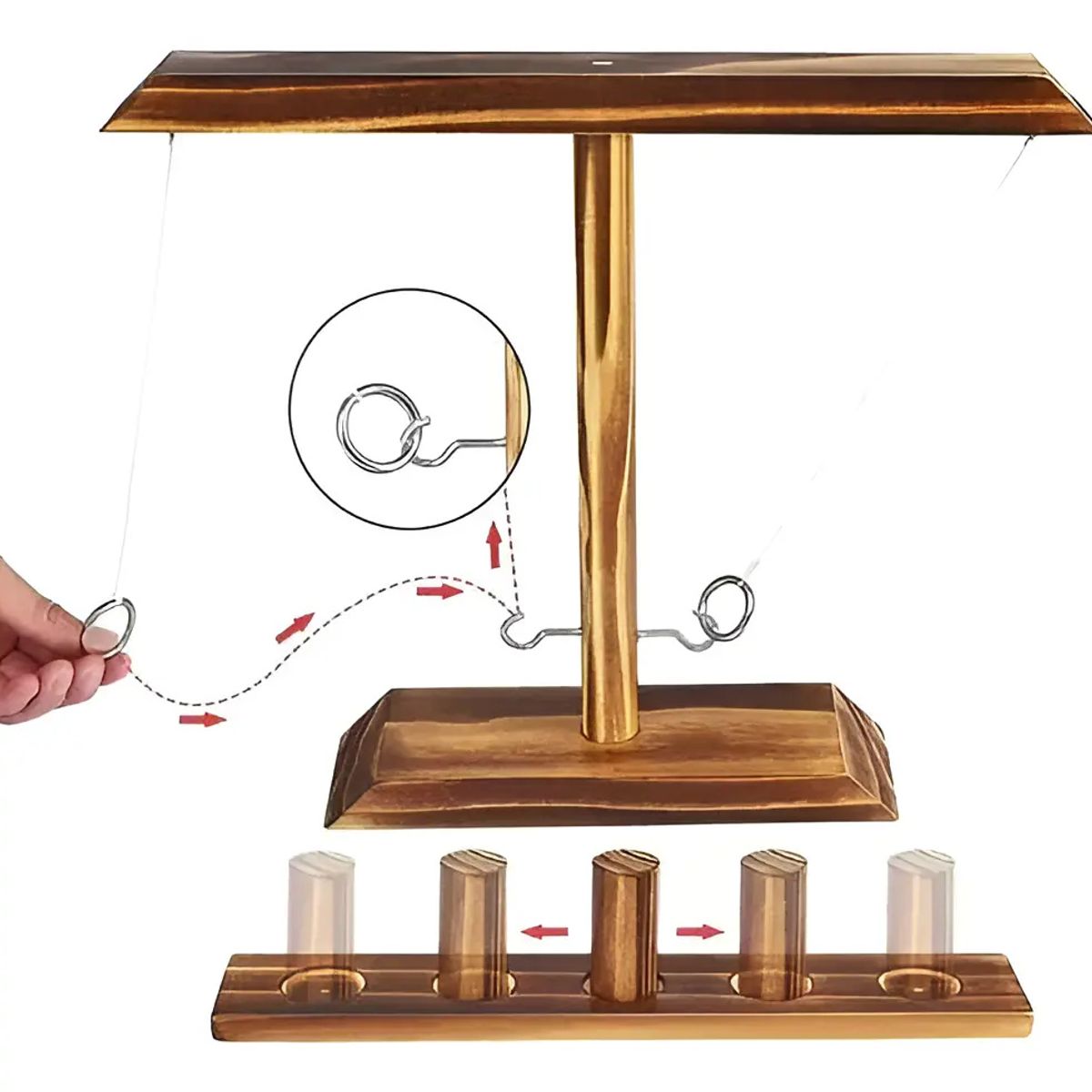 KUANGYE - Ring Toss Juego De Madera. Apunta O Toma. Juego De Beber