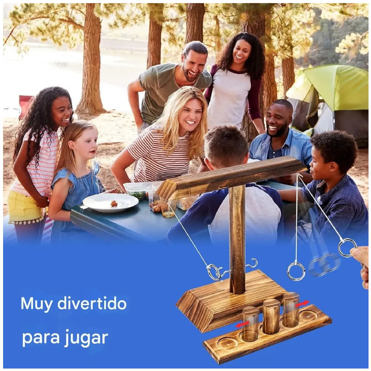 KUANGYE - Ring Toss Juego De Madera. Apunta O Toma. Juego De Beber
