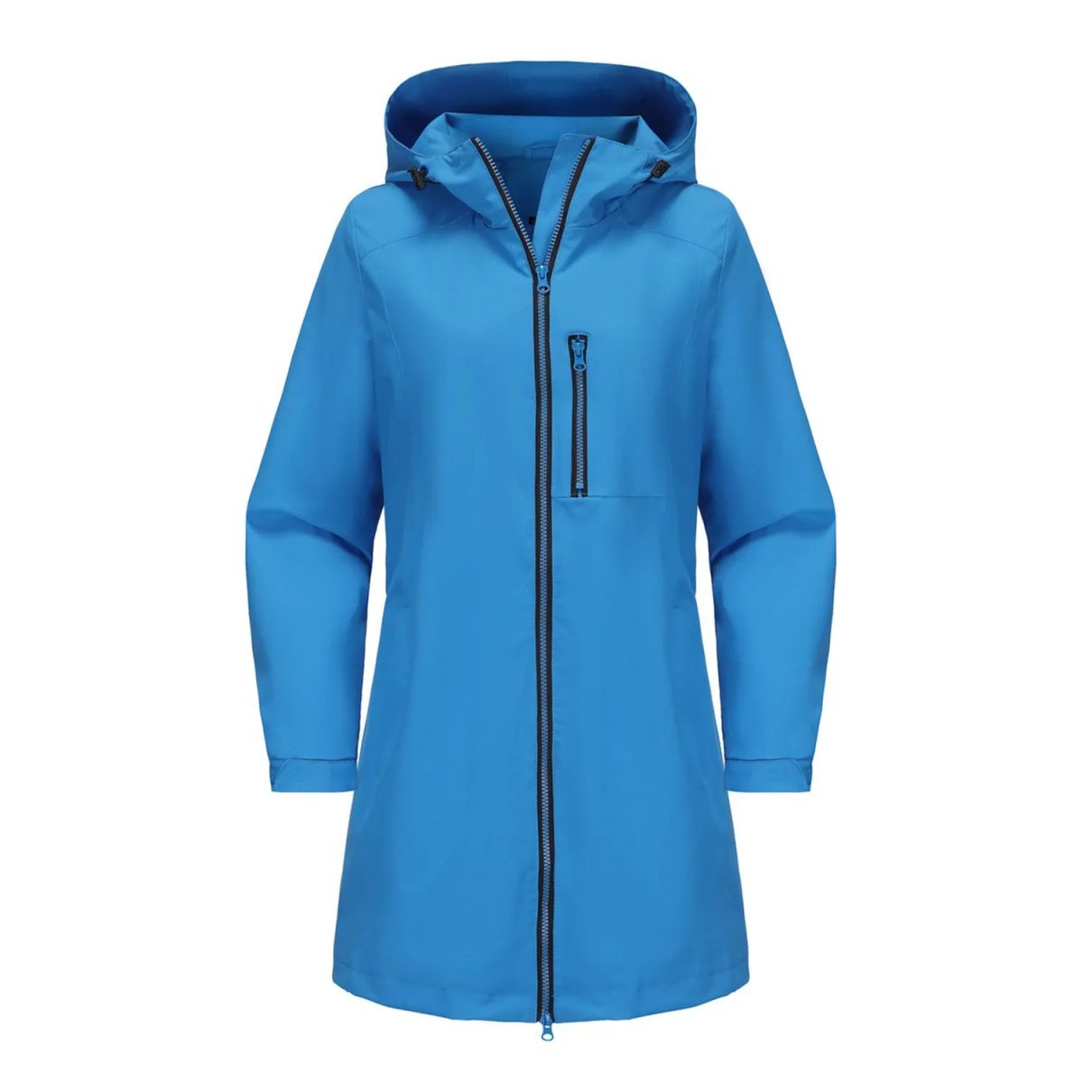TIOZONEY - Chaqueta impermeable con capucha para mujer-Azul