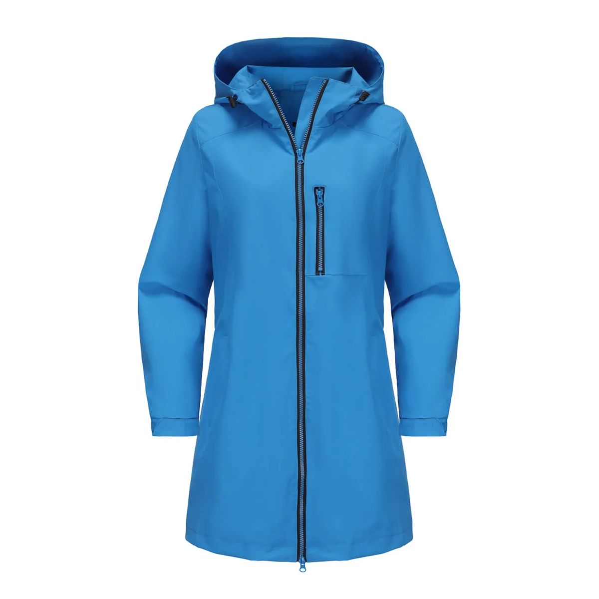 TIOZONEY - Chaqueta impermeable con capucha para mujer-Azul
