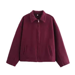 TIOZONEY - Chaqueta corta de lana para mujeres