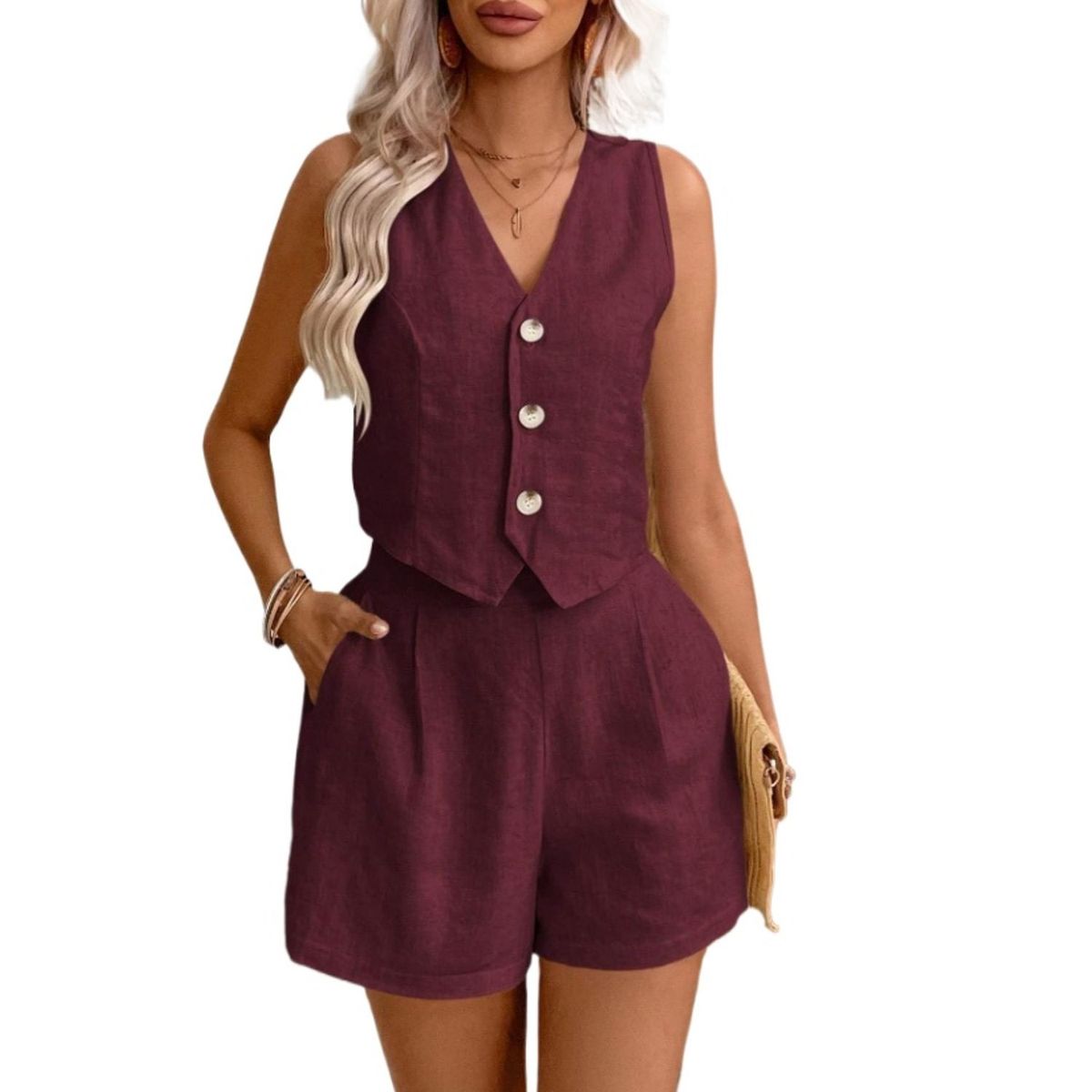 TIOZONEY - Blazer vest y pantalones casuales para mujeres Traje