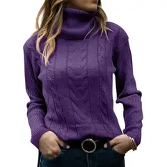 TIOZONEY - Sweater Cuello de Cuello Alto Mujer