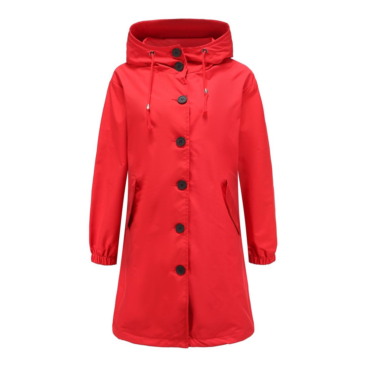 TIOZONEY - Cortavientos largo impermeable con gorro - Rojo