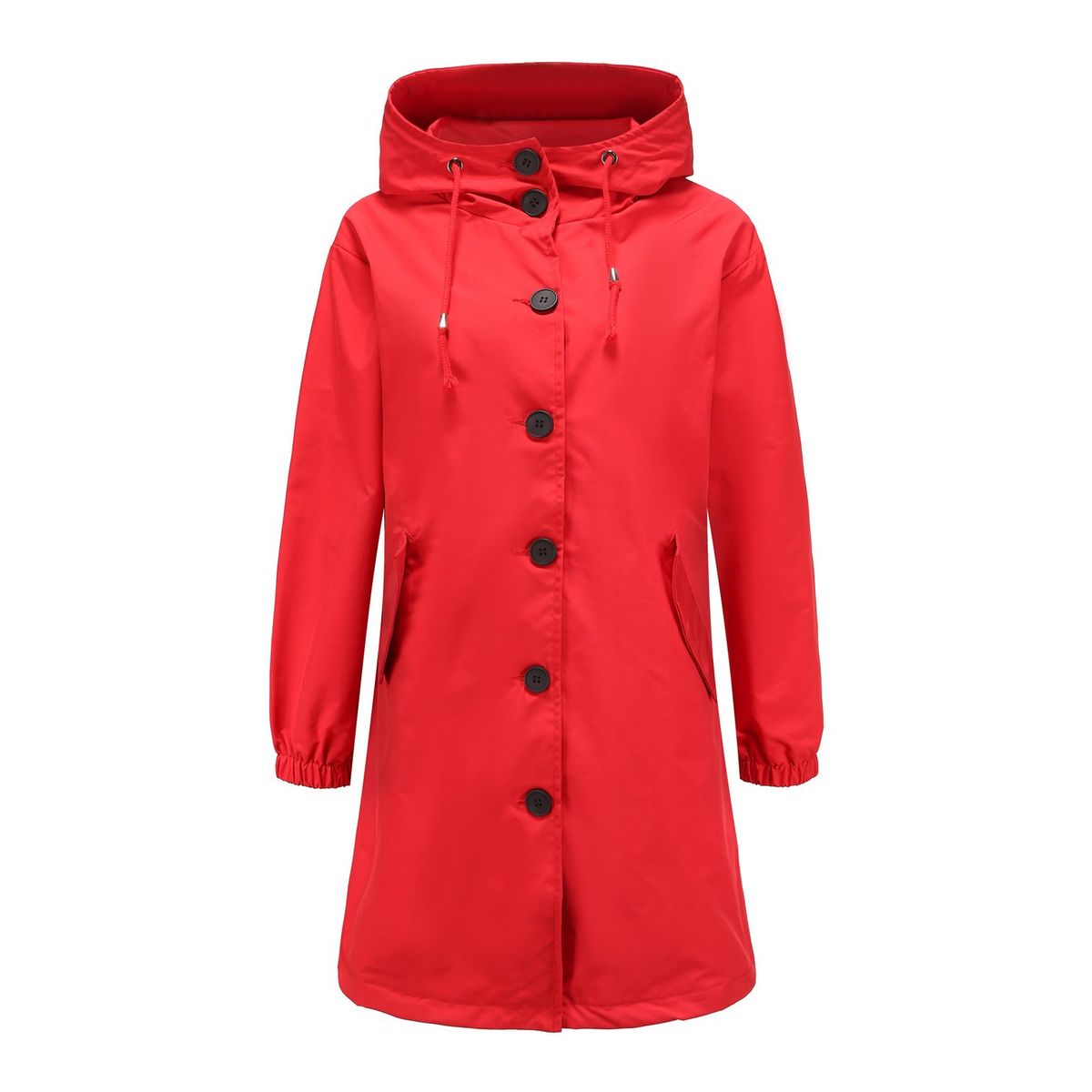 TIOZONEY - Cortavientos largo impermeable con gorro - Rojo