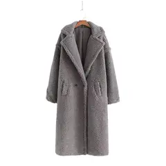 TIOZONEY - Abrigo largo para mujeres - Gris