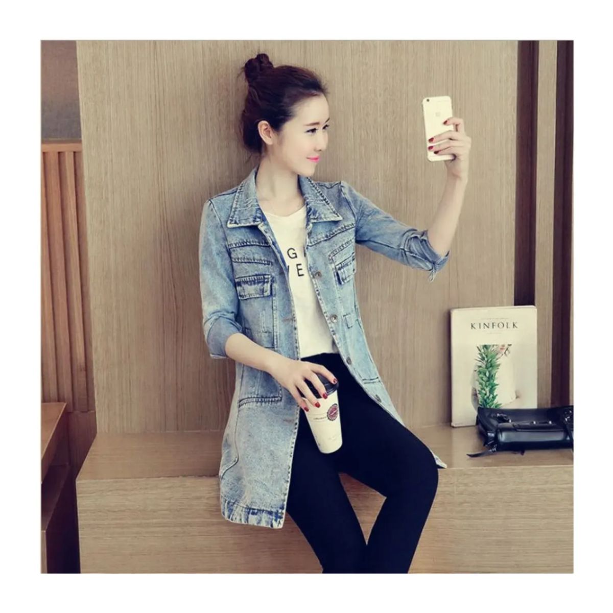 TIOZONEY - Chaqueta Jeans Mujer