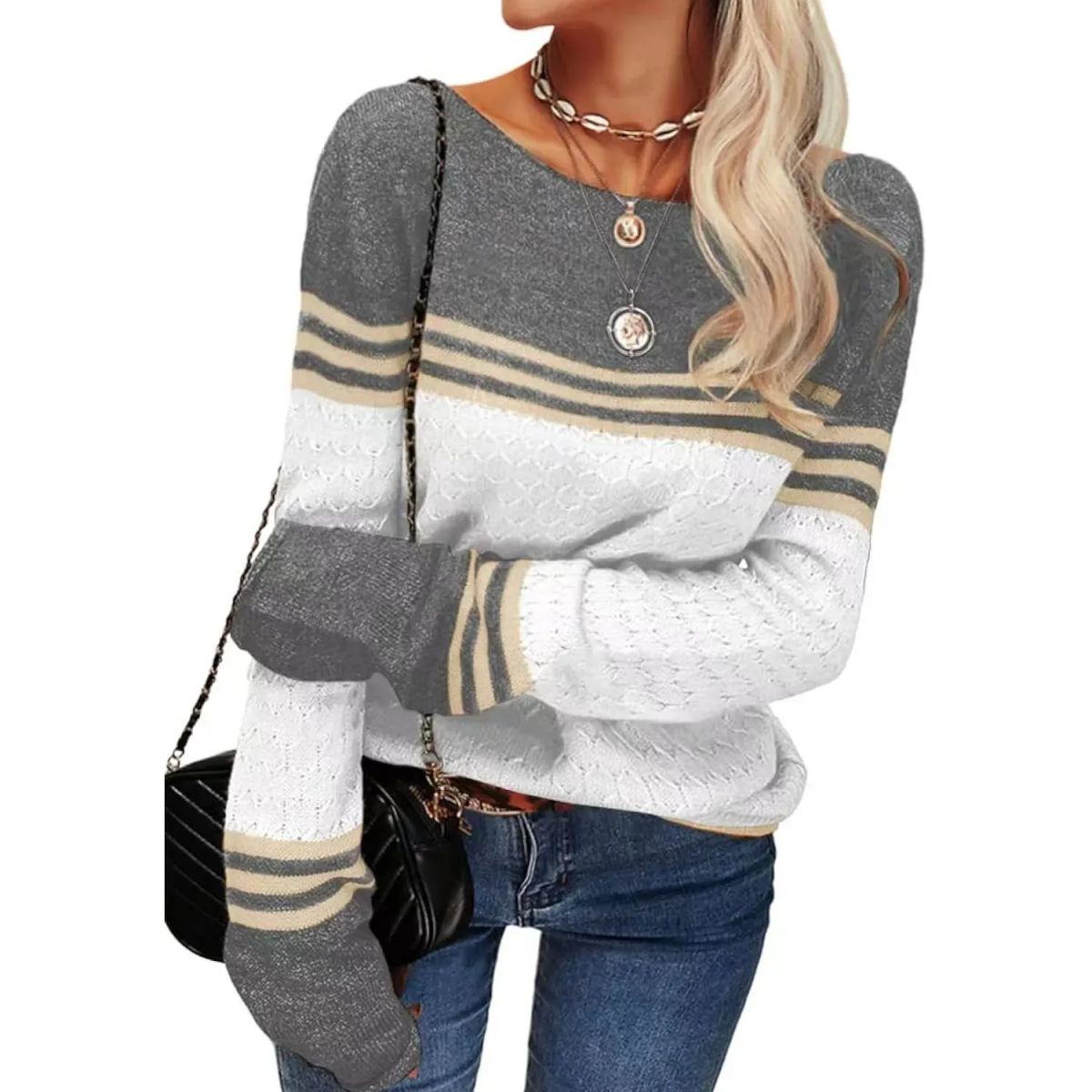 TIOZONEY - Sweater Cuello Redondo Mujer