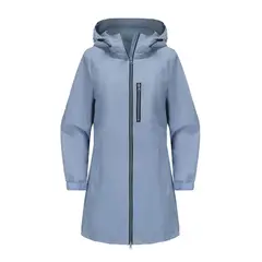 TIOZONEY - Chaqueta impermeable con capucha para mujer-Azul