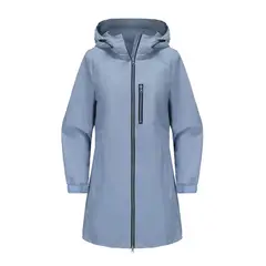 TIOZONEY - Chaqueta impermeable con capucha para mujer-Azul