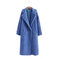 TIOZONEY - Abrigo largo para mujeres - Azul