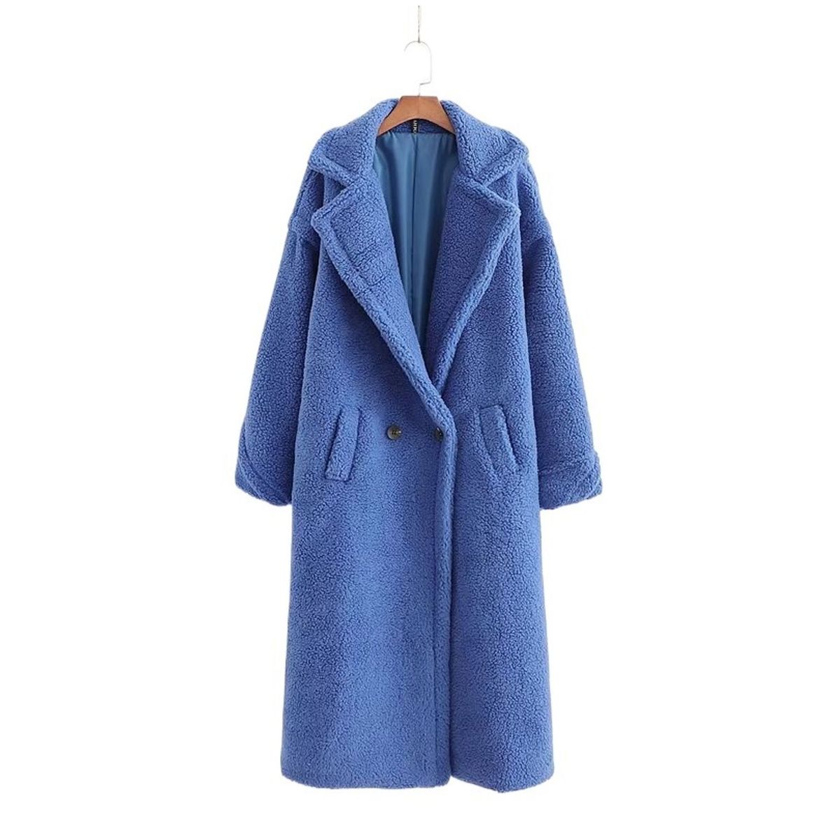 TIOZONEY - Abrigo largo para mujeres - Azul