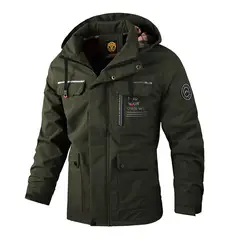 TIOZONEY - Chaqueta con gorro y cuello para hombre - Verde