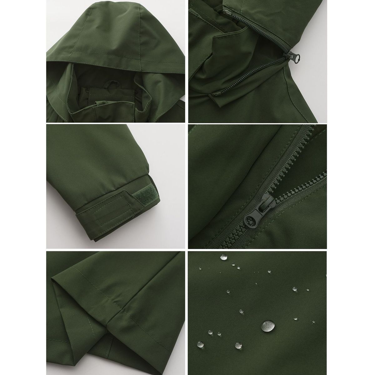 TIOZONEY - Chaqueta impermeable con capucha para mujer-Verde