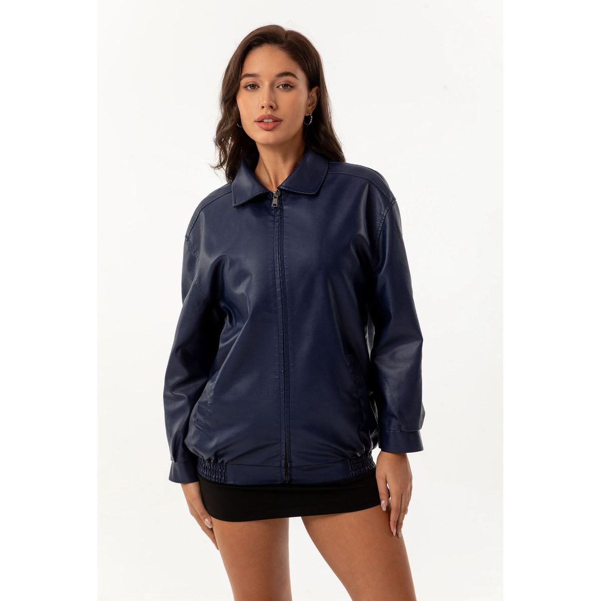 TIOZONEY - Chaqueta de PU para mujer con cinturón