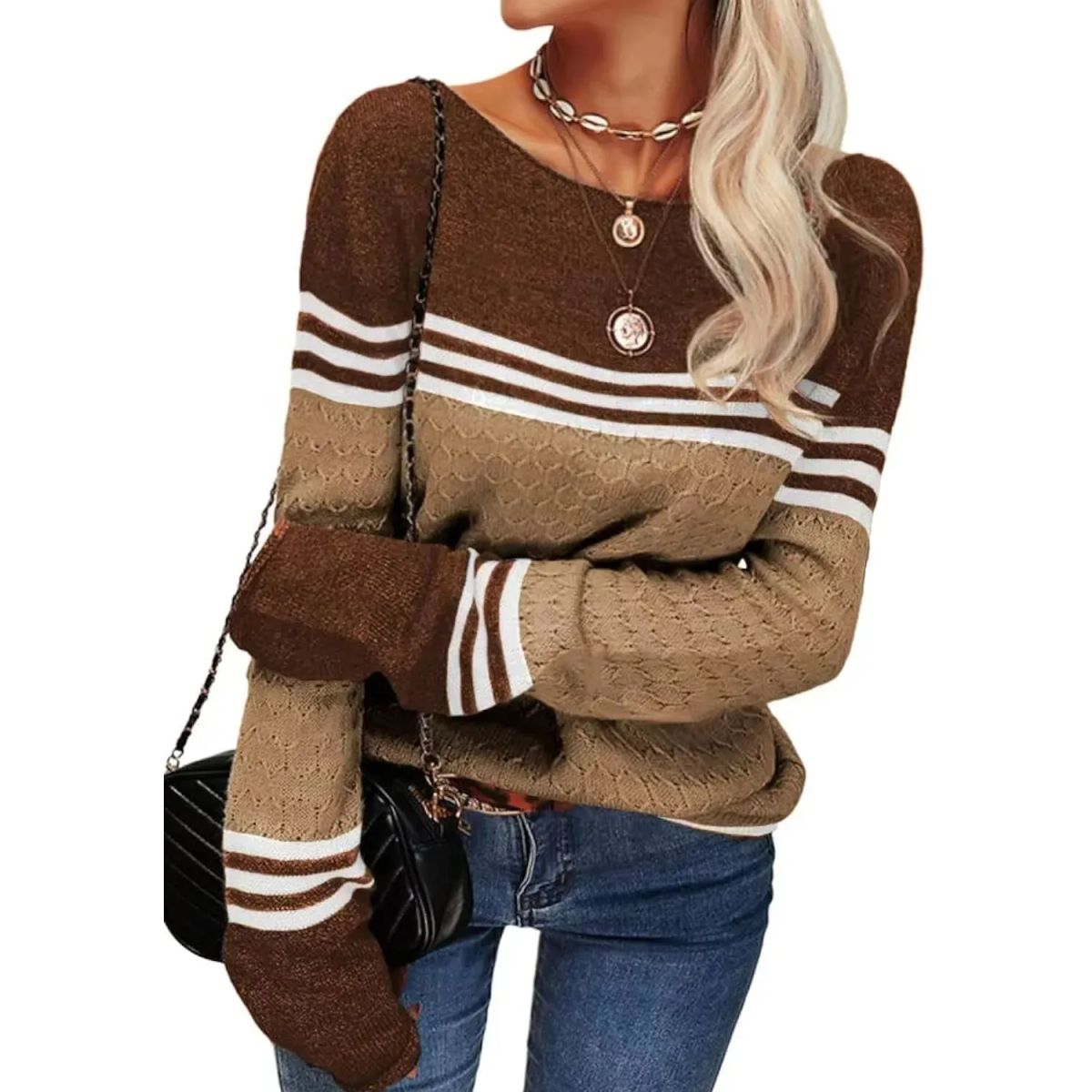 TIOZONEY - Sweater Cuello Redondo Mujer