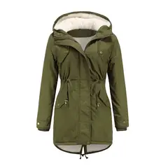 TIOZONEY - Abrigo chiporro con gorro para mujer - Verde