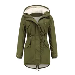 TIOZONEY - Abrigo chiporro con gorro para mujer - Verde