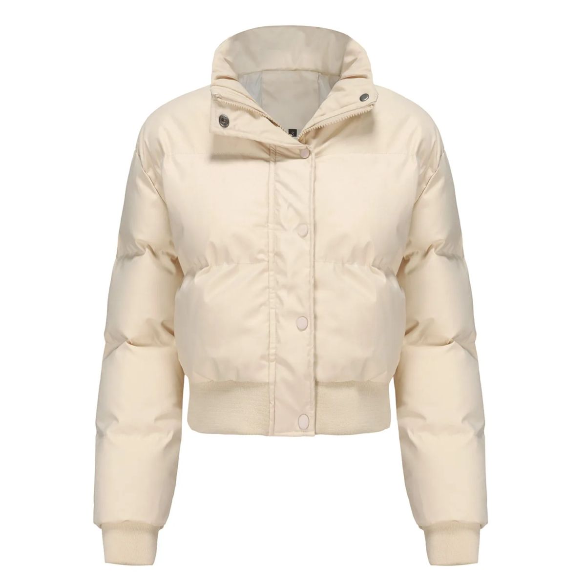 TIOZONEY - Chaqueta de cuello alto para mujer - Blanco