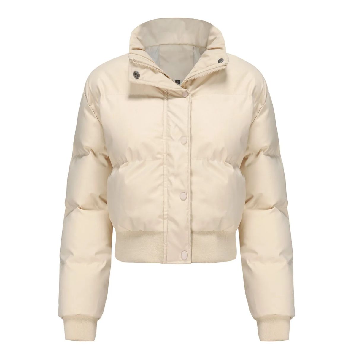 TIOZONEY - Chaqueta de cuello alto para mujer - Blanco
