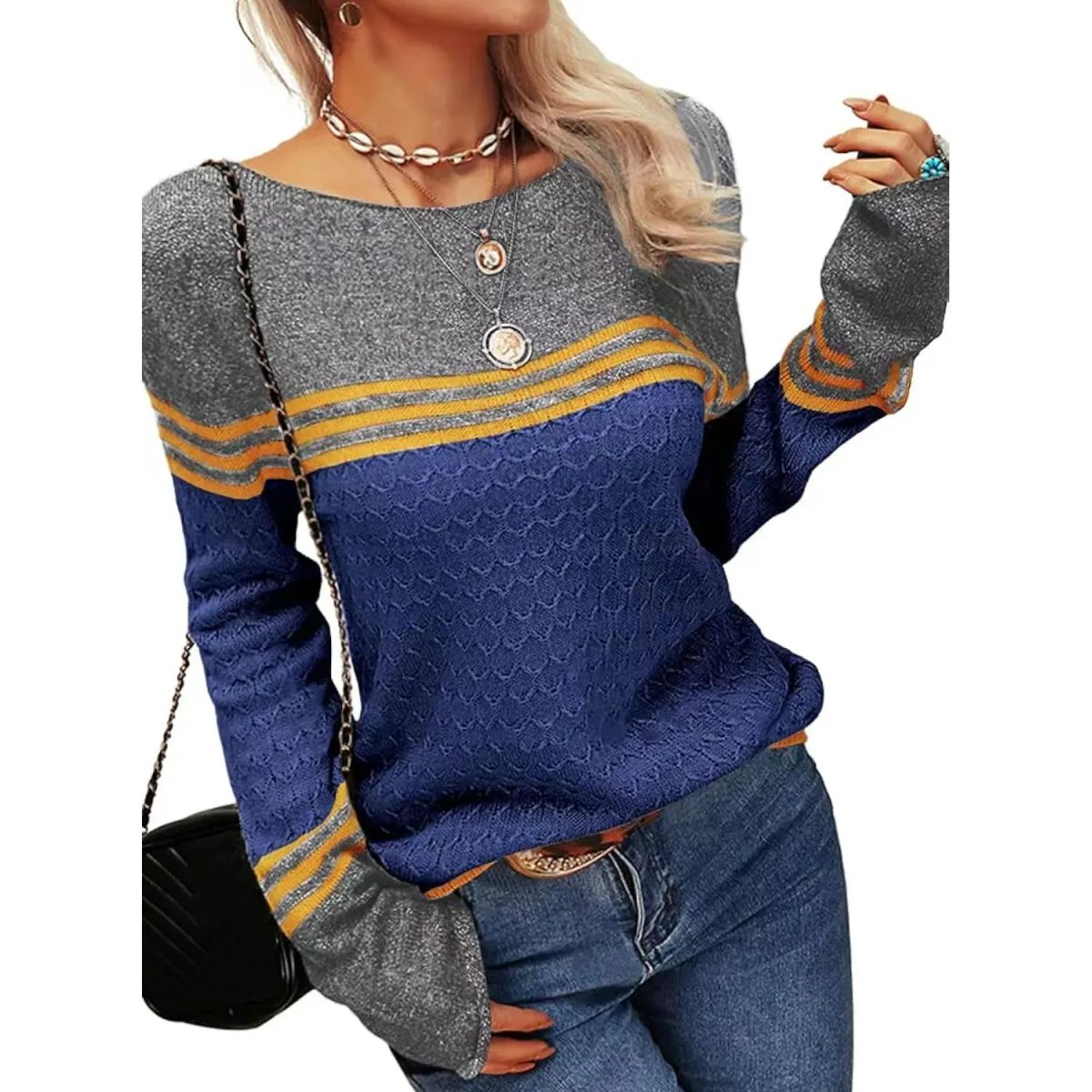 TIOZONEY - Sweater Cuello Redondo Mujer
