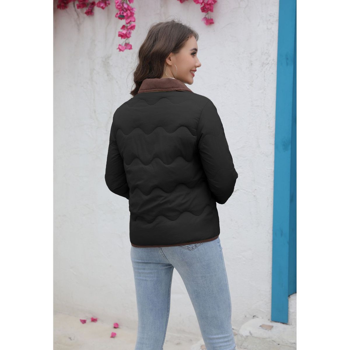 TIOZONEY - Parka Manga Larga Mujer - Negro