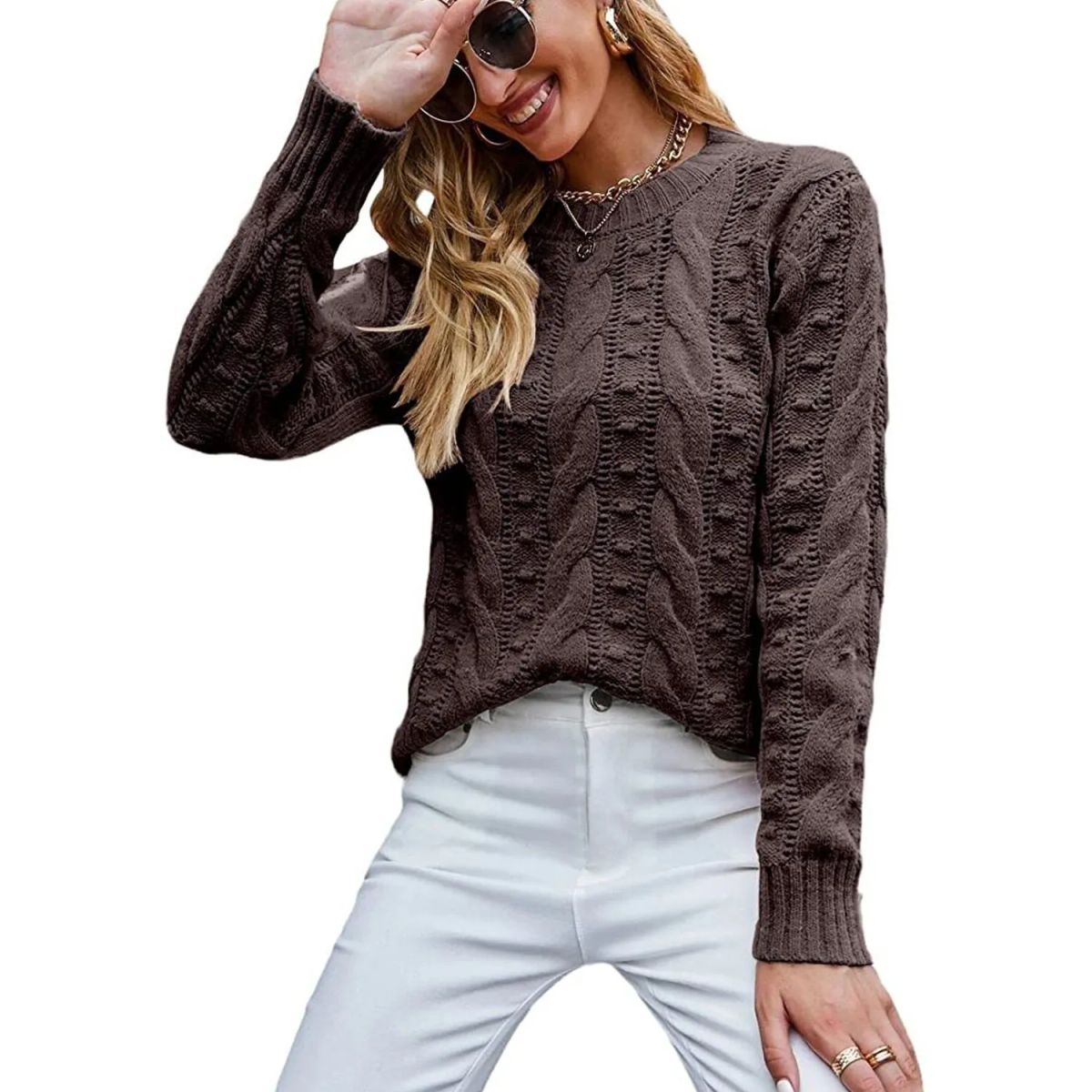TIOZONEY - Sweater Cuello Redondo Mujer