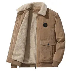 TIOZONEY - Chaqueta de cordero para hombres - Marrón
