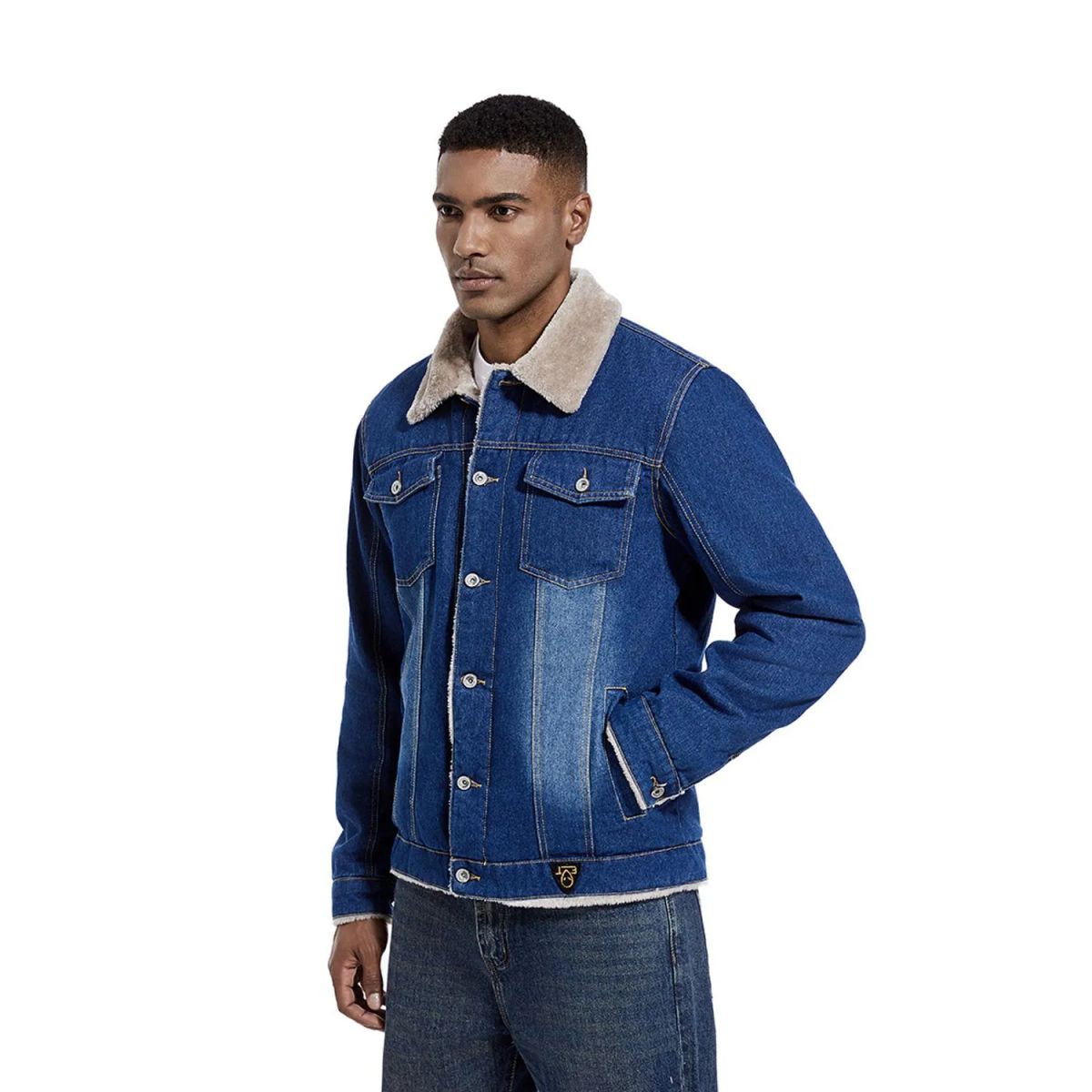 TIOZONEY - Cazadora vaquera para hombre - Azul