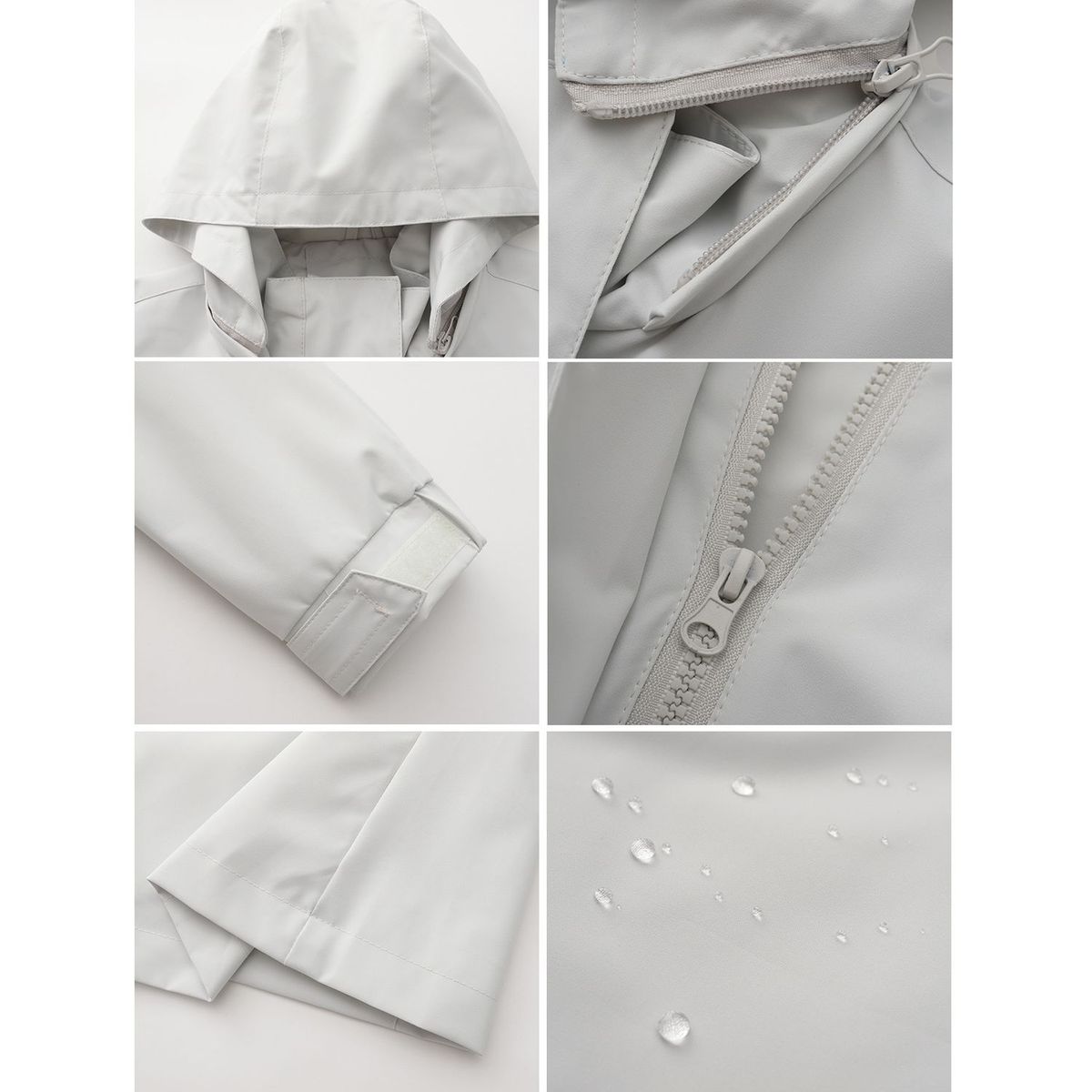 TIOZONEY - Chaqueta impermeable con capucha para mujer-Beige