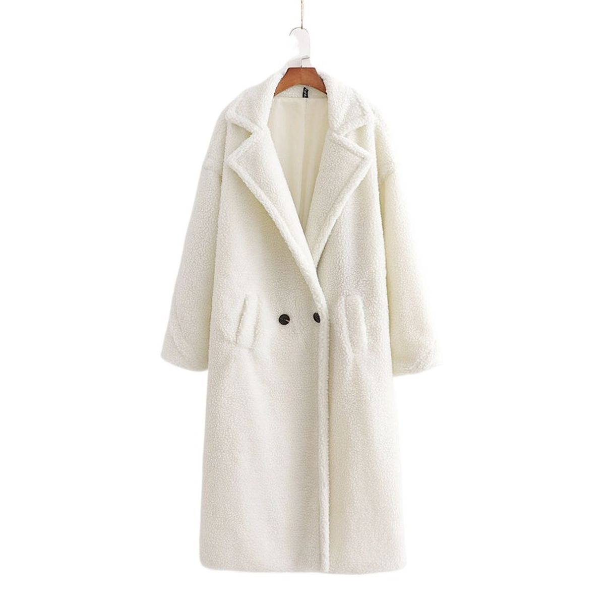 TIOZONEY - Abrigo largo para mujeres - Blanco