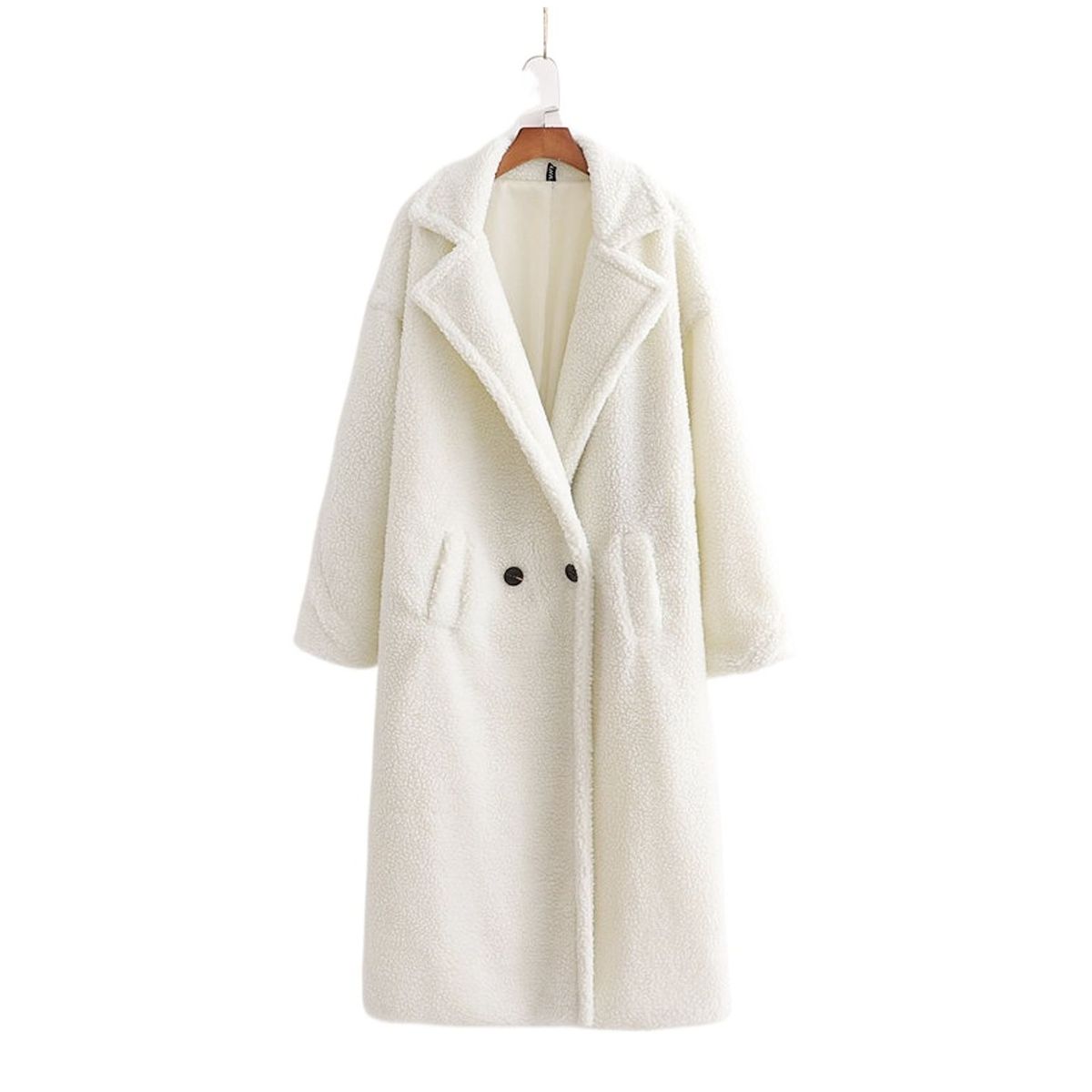 TIOZONEY - Abrigo largo para mujeres - Blanco
