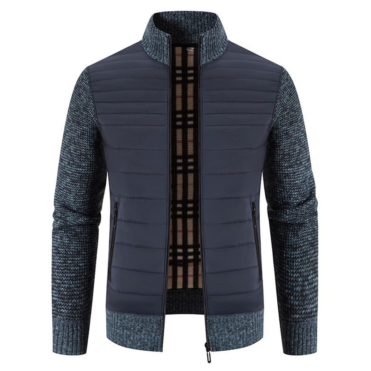 TIOZONEY - Chaqueta con cremallera y cuello para hombre