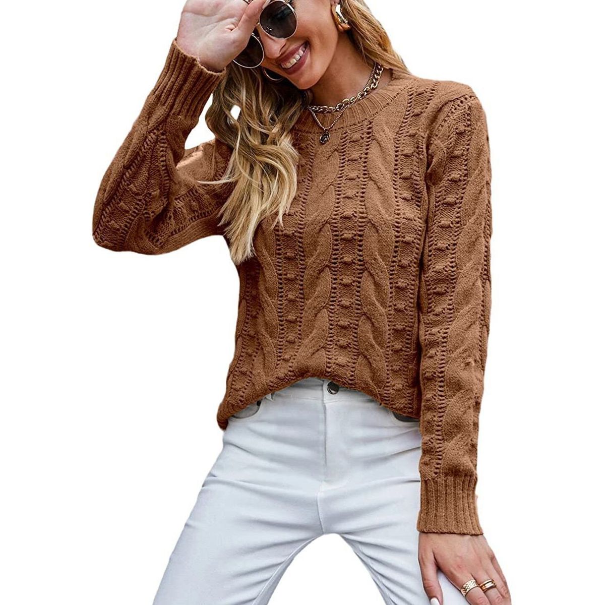TIOZONEY - Sweater Cuello Redondo Mujer