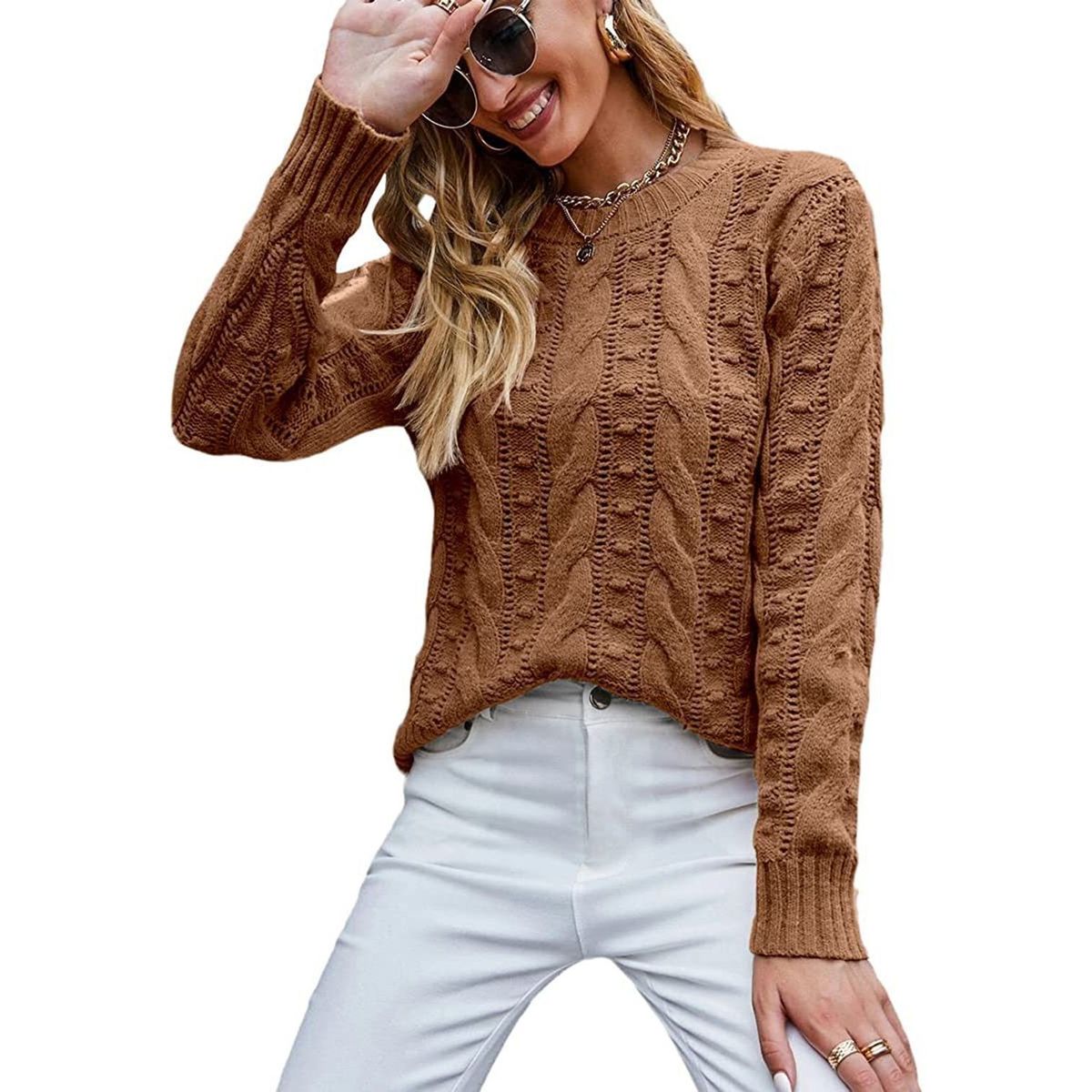 TIOZONEY - Sweater Cuello Redondo Mujer