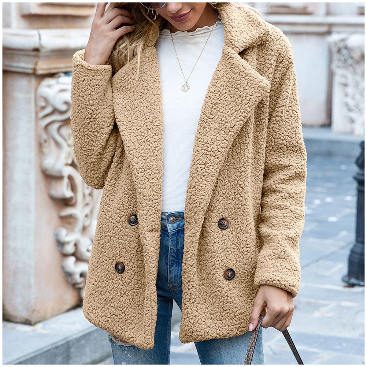 TIOZONEY - Chaqueta de felpa para mujer