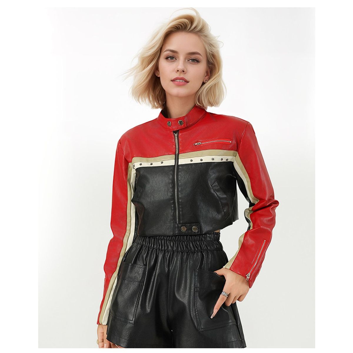 TIOZONEY - Chaqueta de PU para moto