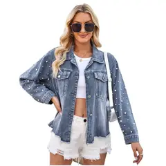 TIOZONEY - Chaqueta de Jeans Mujer -Azul