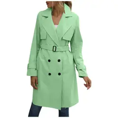 TIOZONEY - Chaqueta formal larga con botones mujer - Verde Neón