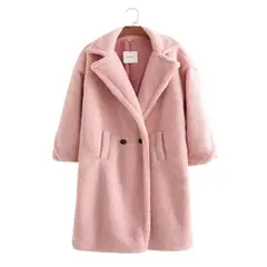 TIOZONEY - Abrigo largo para mujeres - Rosado