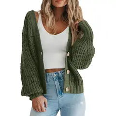TIOZONEY - Sweater con botones y gorro para mujer