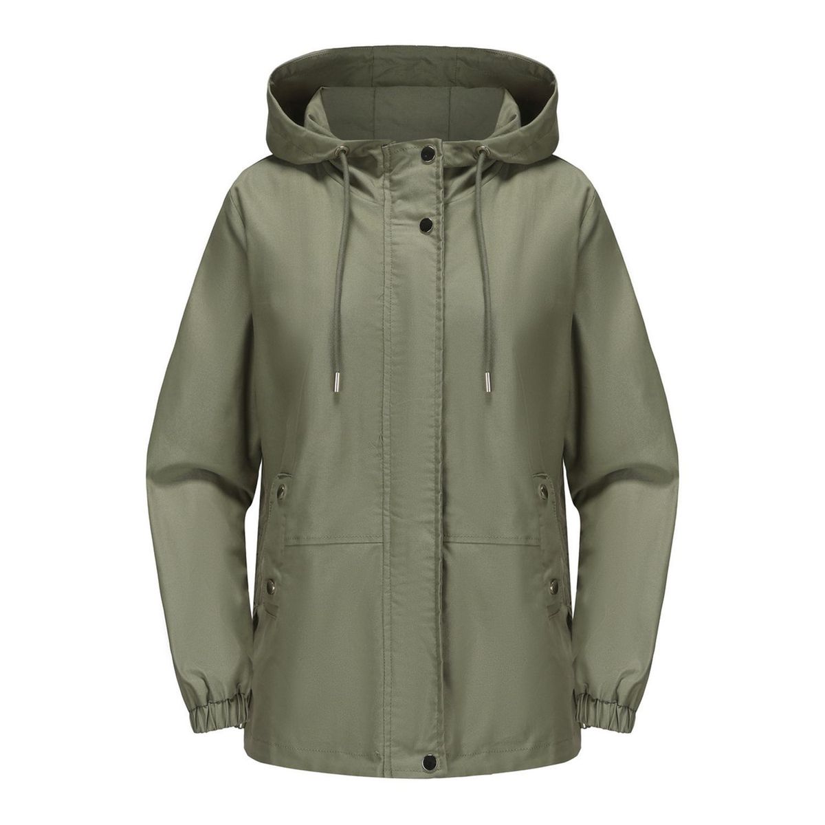 TIOZONEY - Chaqueta cortaviento suelta con capucha para mujer-Verde