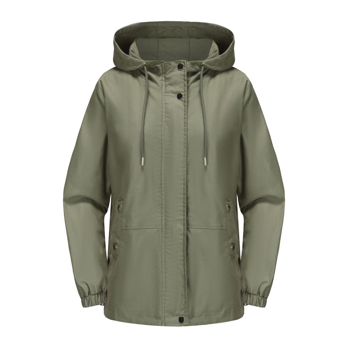 TIOZONEY - Chaqueta cortaviento suelta con capucha para mujer-Verde