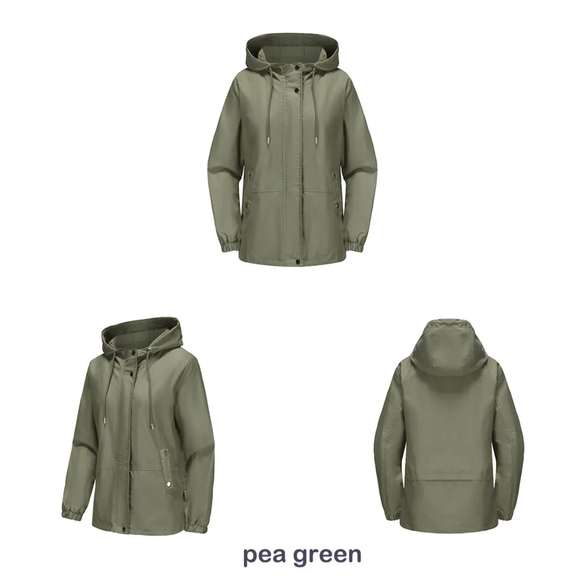 TIOZONEY - Chaqueta cortaviento suelta con capucha para mujer-Verde