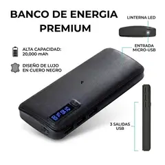 MOVI - Power bank 20.000 MAH - 3 Salidas de USB + Linterna LED